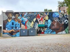 Fabian Williams<br/>2025 - <br/><span style= "font-size: 6pt">33.71903798829027, -84.38558590819424</span> Street Art Mural in South Atlanta by Fabian Williams featuring the 1906 Atlanta Race Massacre