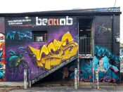 Artist ?<br/>2025 - 2026<br/><span style= "font-size: 6pt">33.766646503777835, -84.34965514028409</span> Graffiti pieces in Little Five Points by an unknown writer memorializing NELS