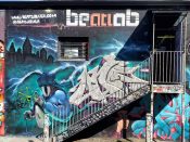 UNOE<br/>2025 - 2025<br/><span style= "font-size: 6pt">33.76663980910047, -84.34965241807396</span> Graffiti Piece formerly in Little Five Points Atlanta by UNOE featuring an anthropomorphic spray can