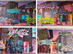 Mr. Totem 2<br/>2025 - <br/><span style= "font-size: 6pt">33.808802569513865, -84.37757856994172</span> Graffiti themed murals in Buckhead Atlanta by Mr. Totem 2 featuring Japanese scenes