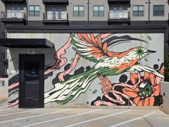 Angie Jerez<br/>2025<br/><span style= "font-size: 6pt">33.90033791127836, -84.27505917955845</span> Street Art Mural in Doraville, GA by Angie Jerez featuring a bird