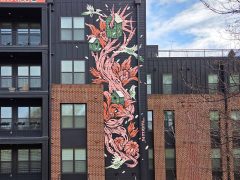 Angie Jerez<br/>2025<br/><span style= "font-size: 6pt">33.9006860066441, -84.275338062131</span> Street Art Mural in Doraville, GA by Angie Jerez featuring bird houses.