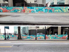 Angie Jerez<br/>2025 - <br/><span style= "font-size: 6pt">33.75983036684042, -84.39094364498138</span> Street Art Mural in Downtown Atlanta by Angie Jerez featuring a floral pattern