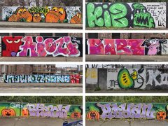 Various Artists<br/>2025 - <br/><span style= "font-size: 6pt">33.73651795783568, -84.35924870895225</span> Street Art Mural in Grant Park Atlanta featuring graffiti pieces by various writers