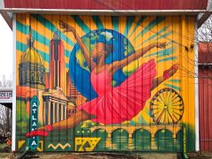 Armando Aguirre<br/>2026 - <br/><span style= "font-size: 6pt">33.68479397087573, -84.44279181089722</span> Street Art Mural in Southwest Atlanta by Armando Aguirre featuring a dancer