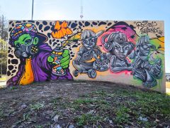 Roc Sol<br/>2026 - <br/><span style= "font-size: 6pt">33.76484977141835, -84.35992170296853</span> Street Art Mural in Old Fourth Ward Atlanta by Roc Sol featuring four characters