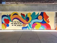 Ashley Bella<br/>2026 - <br/><span style= "font-size: 6pt">33.75275545703409, -84.3862338369949</span> Street Art Mural on the Georgia State University Campus in downtown Atlanta by Ashley Bella featuring a Dr. Martin Luther King Jr. quote