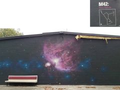 Benjamin Janik<br/>2017? - 2026<br/><span style= "font-size: 6pt">33.76085485319711, -84.37145215478058</span> Street Art Mural formerly in Old Fourth Ward Atlanta by Benjamin Janik featuring the Orion Nebula