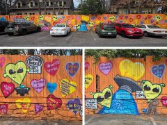 ROLF<br/>2026 - <br/><span style= "font-size: 6pt">33.76706122937669, -84.34984821929667</span> Street Art Mural in Little Five Points Atlanta by ROLF featuring Valentines Day Hearts
