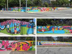 Nailah Smith<br/>2026 - <br/><span style= "font-size: 6pt">33.744194528740046, -84.40806198445729</span> Street Art Mural at the Atlanta University Center by Nailah Smith featuring images from Historically Black Colleges and Universities