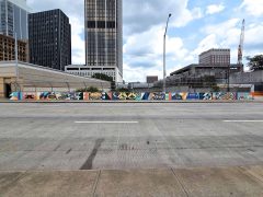 Catlanta (Rory Hawkins)<br/>2026 - <br/><span style= "font-size: 6pt">33.75457986496192, -84.39200238140326</span> Street Art Mural in Downtown Atlanta by Catlanta (Rory Hawkins) featuring several Atlanta icons