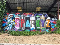 SparkyZ<br/>2026<br/><span style= "font-size: 6pt">33.72015445856552, -84.3981459771805</span> Graffiti piece by SparkyZ on the Southside Beltline in Pittsburgh Altlanta featuring cans of spray paint