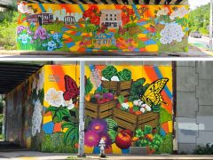 Debbi Snax<br/>2026 - <br/><span style= "font-size: 6pt">33.71823358189711, -84.42448284565317</span> Street Art Mural in Southwest Atlanta by Debbi Snax featuring several different local scenes