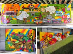 Debbi Snax<br/>2026 - <br/><span style= "font-size: 6pt">33.71823358189711, -84.42448284565317</span> Street Art Mural in Southwest Atlanta by Debbi Snax featuring several different local scenes
