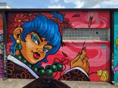 Chris Alvarez and Courtney Hicks<br/>2026 - <br/><span style= "font-size: 6pt">33.74383546786632, -84.43870723593254</span> Street Art Mural in Westview Atlanta by Chris Alvarez and Courtney Hicks featuring a woman with an incense stick