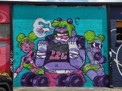 Doit Doit (Mario Daniel)<br/>2026 - <br/><span style= "font-size: 6pt">33.74379529754789, -84.43876122828253</span> Street Art Mural in Westview Atlanta by Doit Doit (Mario Daniel) featuring weight lifters