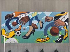 Honor Bowman and Alejandro Giraldo<br/>2026 - <br/><span style= "font-size: 6pt">33.75856267960584, -84.39584120140003</span> Street Art Mural in Downtown Atlanta by Honor Bowman and Alejandro Giraldo featuring hands and feet