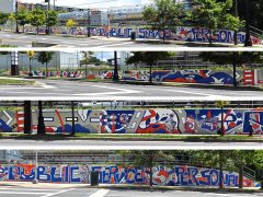 Kevin Bongang<br/>2026 - <br/><span style= "font-size: 6pt">33.75377777720636, -84.40095584440141</span> Street Art Mural in Downtown Atlanta by Kevin Bongang featuring "Public Service is Personal"