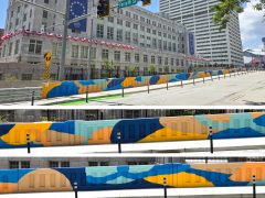 Wolfdog (Ash Hayner)<br/>2026 - <br/><span style= "font-size: 6pt">33.75322326776154, -84.39419482895413</span> Street Art Mural in Downtown Atlanta by Wolfdog (Ash Hayner) featuring an abstract pattern