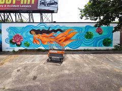 Charlita<br/>2026 - <br/><span style= "font-size: 6pt">33.68437241478642, -84.44096275647237</span> Street Art Mural in East Point, GA by Charlita featuring a mermaid