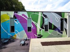 Ryan Coleman<br/>2026 - <br/><span style= "font-size: 6pt">33.79598499056926, -84.42826373263374</span> Street Art Mural in Blandtown Atlanta by Ryan Coleman featuring an abstract pattern