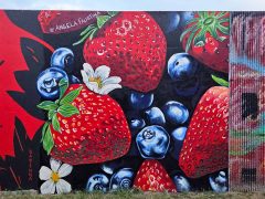 Street Art Mural in Cabbagetown Atlanta by Angela Faustina featuring blueberries and strawberries