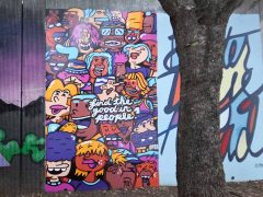 Street Art Mural in Cabbagetown Atlanta by George F. Baker III featuring "Find the good in people"