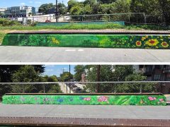 Street Art Mural on the Beltline in Reynoldstown Atlanta by an unknown artist featuring flowers