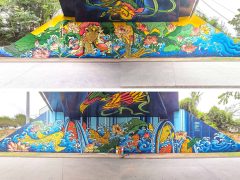 Rising Red Lotus (Brandon Sadler)<br/>2026 - <br/><span style= "font-size: 6pt">33.78113869703653, -84.36783060588552</span> Street Art Mural on the Beltline in Virginia-Highland Atlanta by Rising Red Lotus (Brandon Sadler) featuring Koi and a woman's face