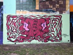 Street Art Mural in Cabbagetown Atlanta by Monica Alexander featuring two faces