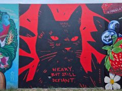Street Art Mural in Cabbagetown Atlanta by Sanithna Phansavanh featuring a cat