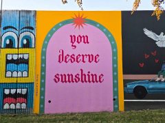 Street Art Mural in Cabbagetown Atlanta by Dana Harrison featuring "You Deserve Sunshine"
